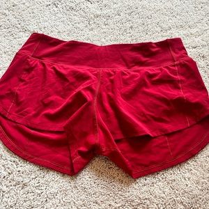 Crimson Lululemon Speed Up low rise shorts. 2.5 inseam